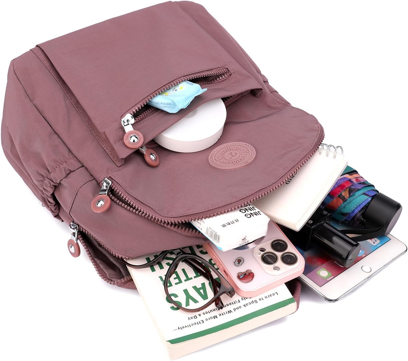 Mini Nylon Women Backpacks,11L Small Ladies backpacks Casual Lightweight Women Shopping Travel Daypack (Carmine) - Image 4