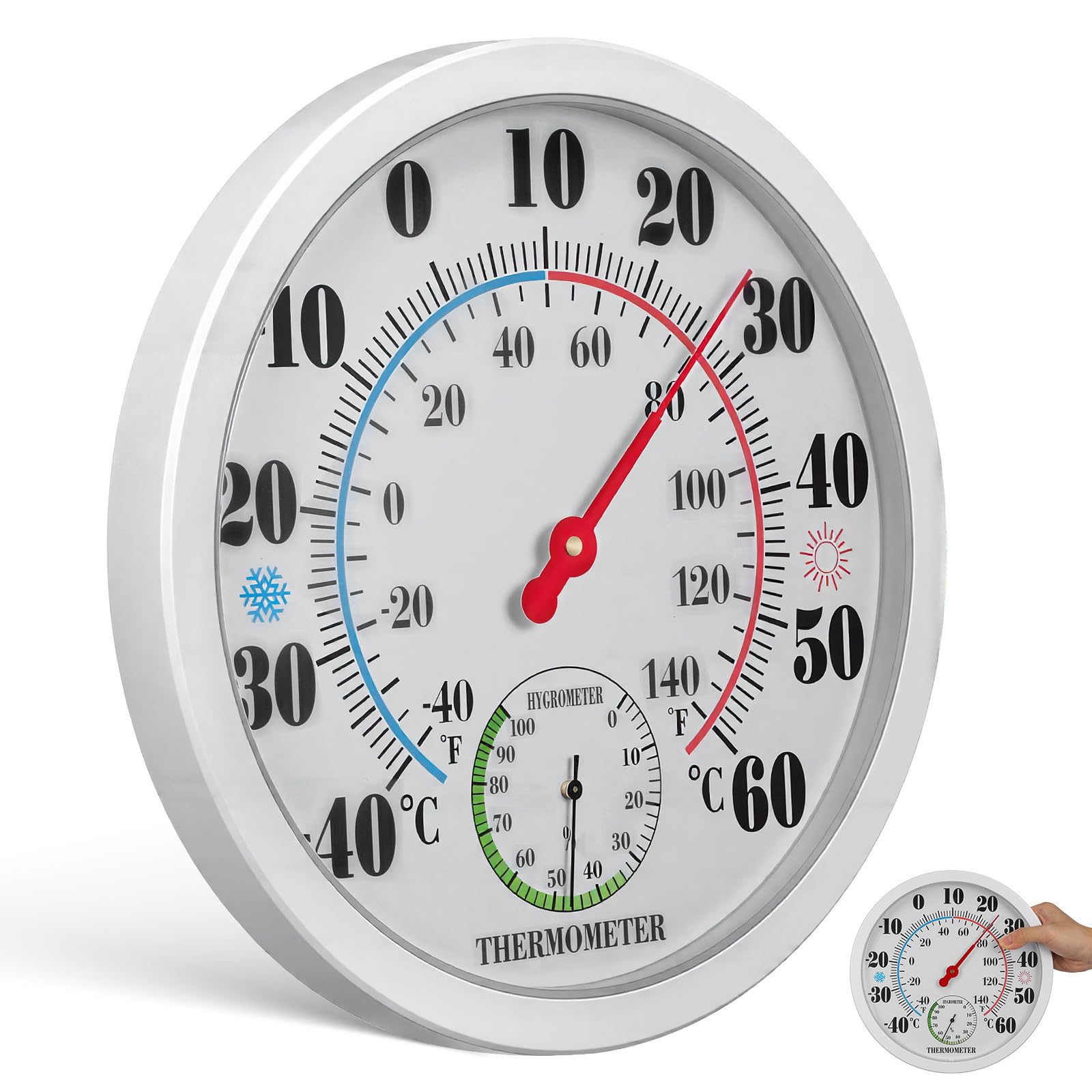 Operitacx Termómetro de Pared y Higrómetro para Interior Monitor Preciso de Temperatura y Humedad, Diseño Compacto en Plástico Abs para Hogares y Espacios de Vapor