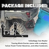 Vista 5 de Enganche de transporte de basura ajustable con adaptador, transportador de cubo de basura con receptor de enganche de 2 pulgadas, se adapta a