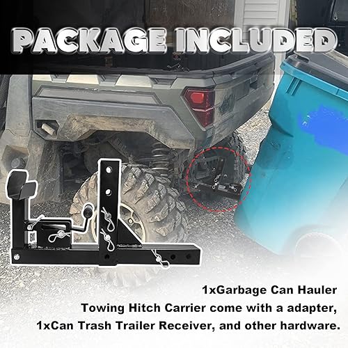 Miniatura 5 de Enganche de transporte de basura ajustable con adaptador, transportador de cubo de basura con receptor de enganche de 2 pulgadas, se adapta a la