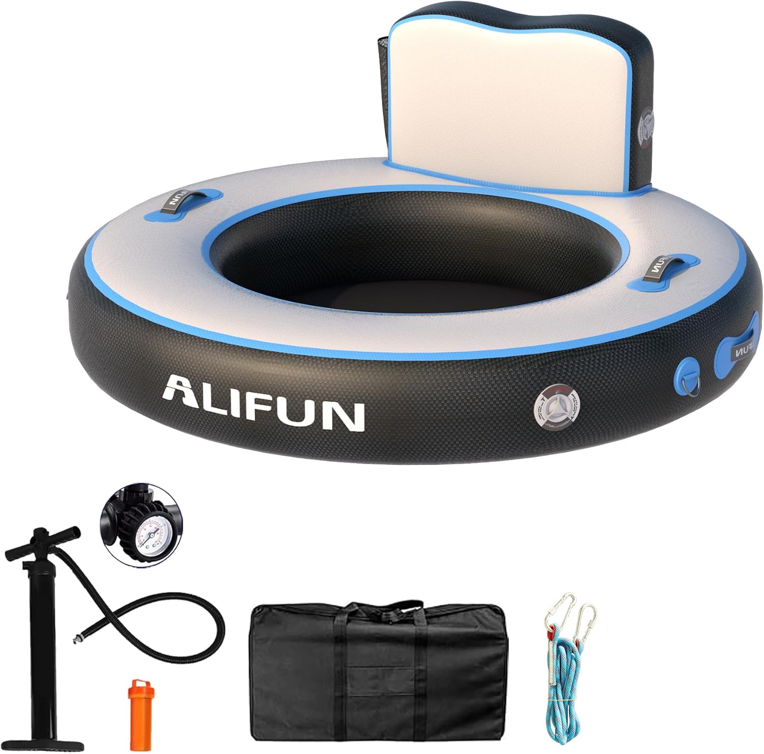ALIFUN Inflatable Floating Dock 6 Inches Thick Inflatable Pool Raft Air Platform Island Mat with None-Slip Surface for Pool Beach Ocean Lake Safety Ropes Quickdry Mesh PFBblue180 DY-Blue/3.6ft Circle (110*110cm)