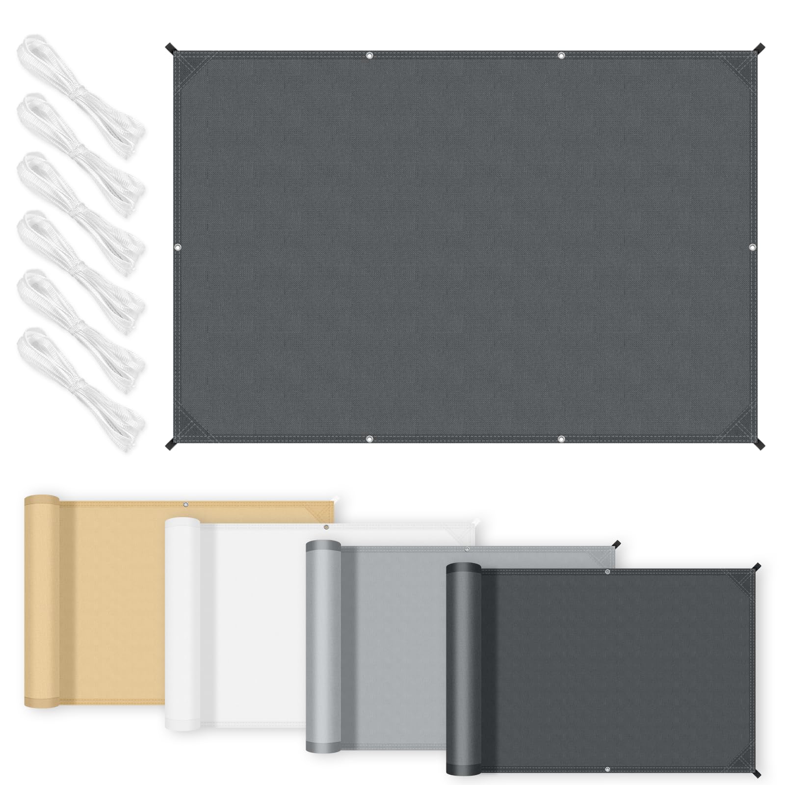 COOL AREA Sonnensegel Wasserdicht Rechteckige 1x2m mit Geraden Kanten Sonnenschutz Wetterschutz PES Polyester Segel 95% UV-Schutz Segel für Terrasse, Balkon und Garten,Anthrazit