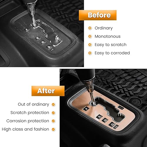 Vista 61 de Cubierta interior, engranaje marco de terminación de aluminio, accesorios para Jeep Wrangler 2011 2012 2013 2014 2015 2016 2017 E-cowlboy, Rojo