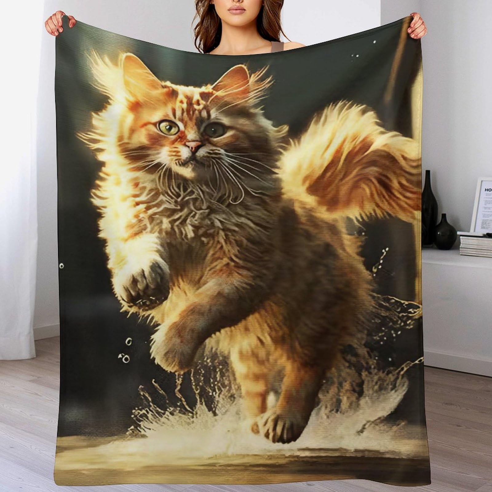 Couverture en flannel chat le plaid douillet pour des moments complices