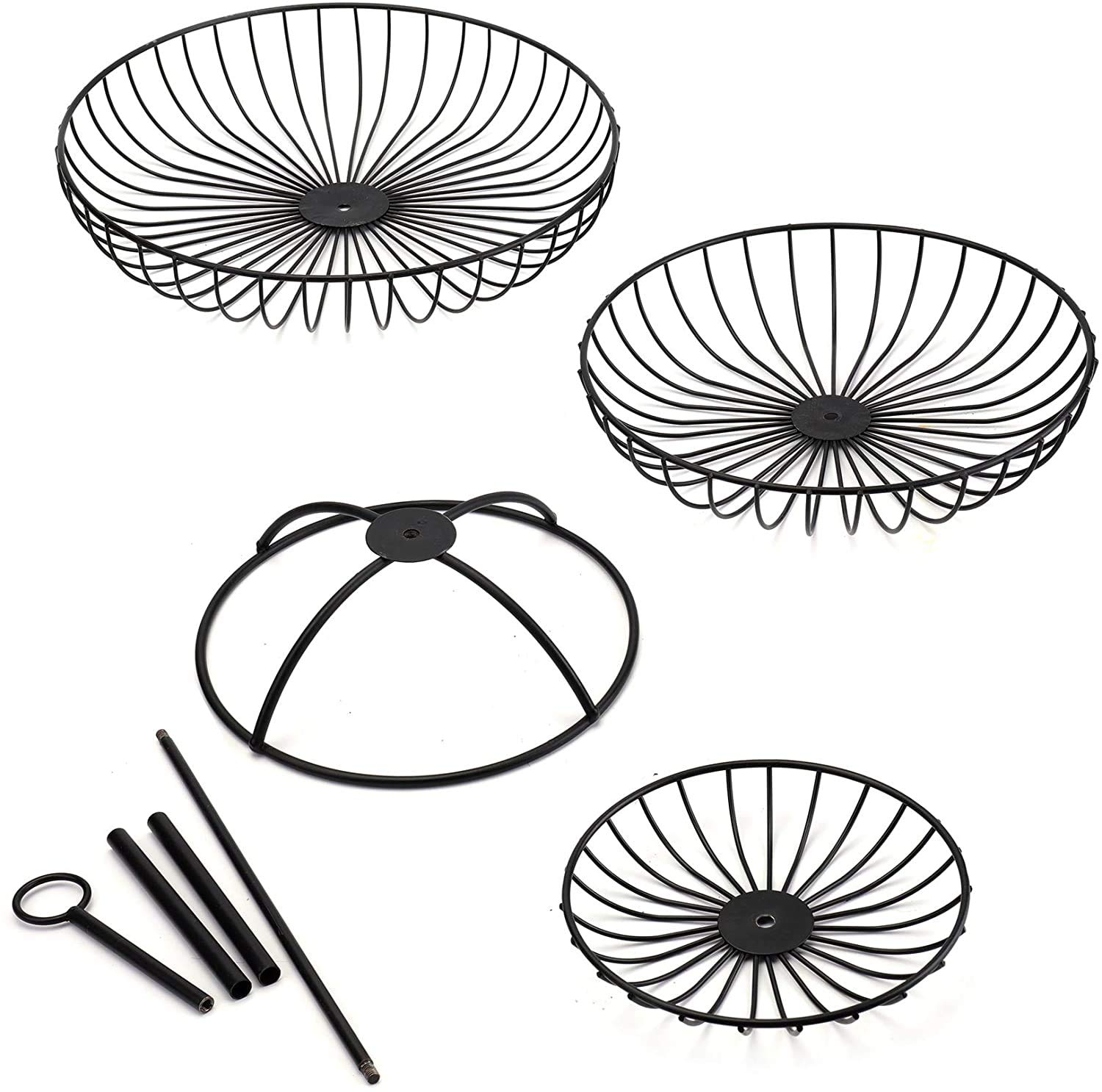 Bekith Frutero de 3 Pisos Vintage Cesta de Frutas Desmontable Niveles de Metal para Verduras y Frutas Frescas