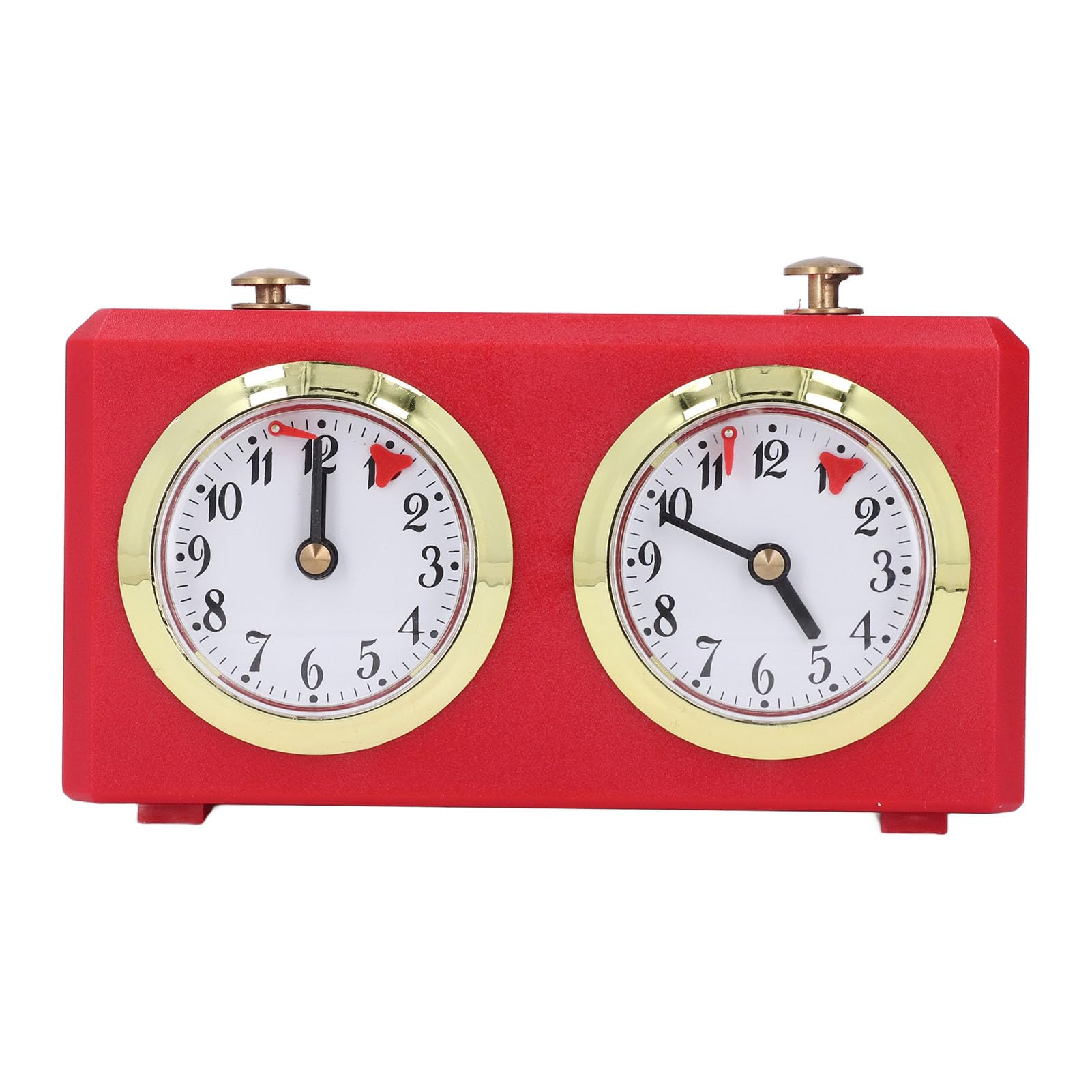 Mechanischer Schach-Timer, Professionelle Vintage-Uhr für Schachspiele, Tragbar, Langlebiges ABS-Eisen-Design, 15,4 X 5,5 X 9 cm (Rot)