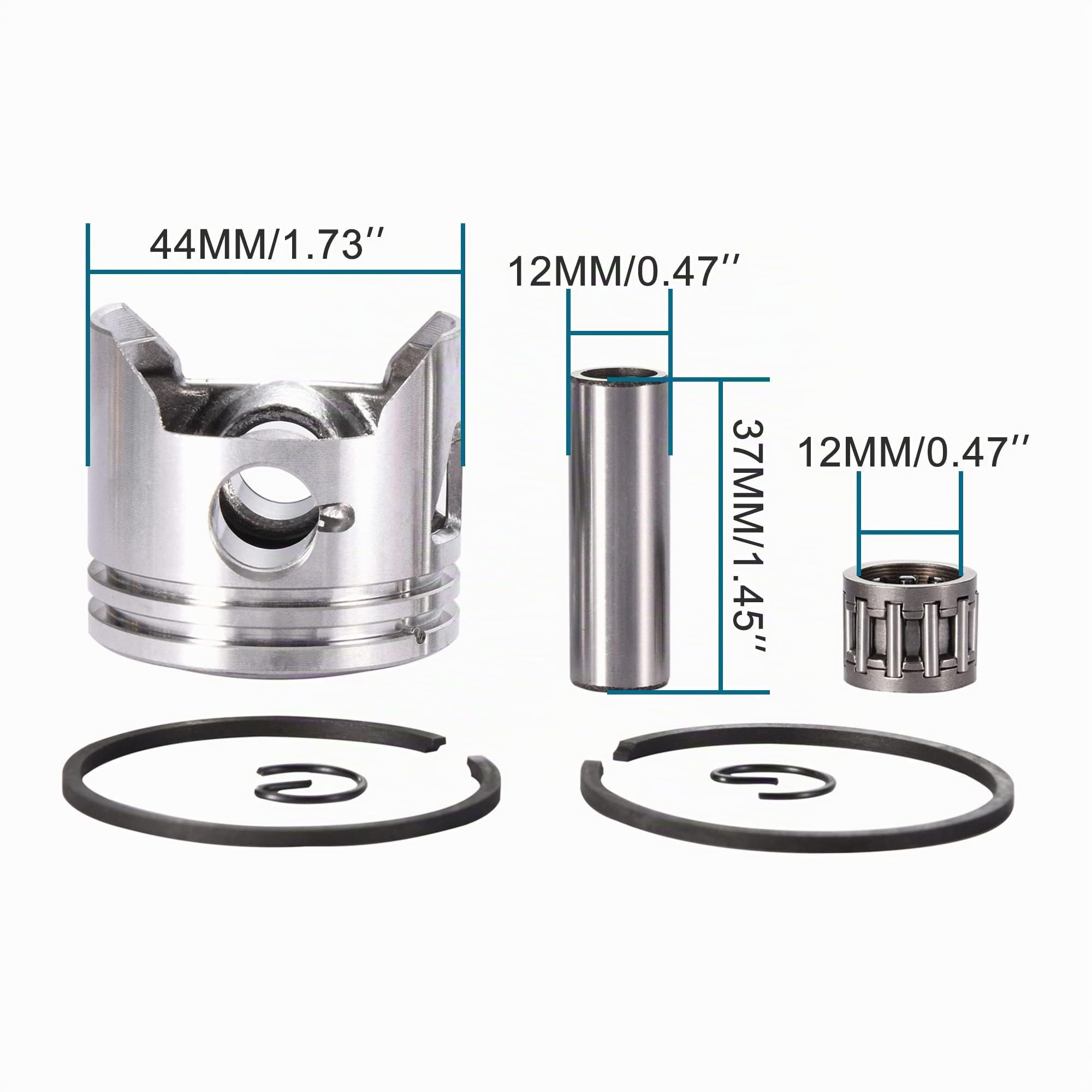 GOOFIT 44mm Cilindro Carburador Filtro de Aire Bobina de Encendido Conjunto de Gran Orificio Kit Superior de Pistón Reemplazo para 47cc 49cc 50cc 53cc 54cc Bolsillo Bicicleta ATV CRX50 Coyote Rojo