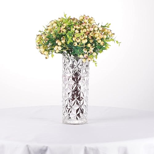 Espray de bayas artificiales blancas, juego de 6. tallos de bayas de nieve con vegetación (12 pulgadas de alto), ramas de cera sintética  mora