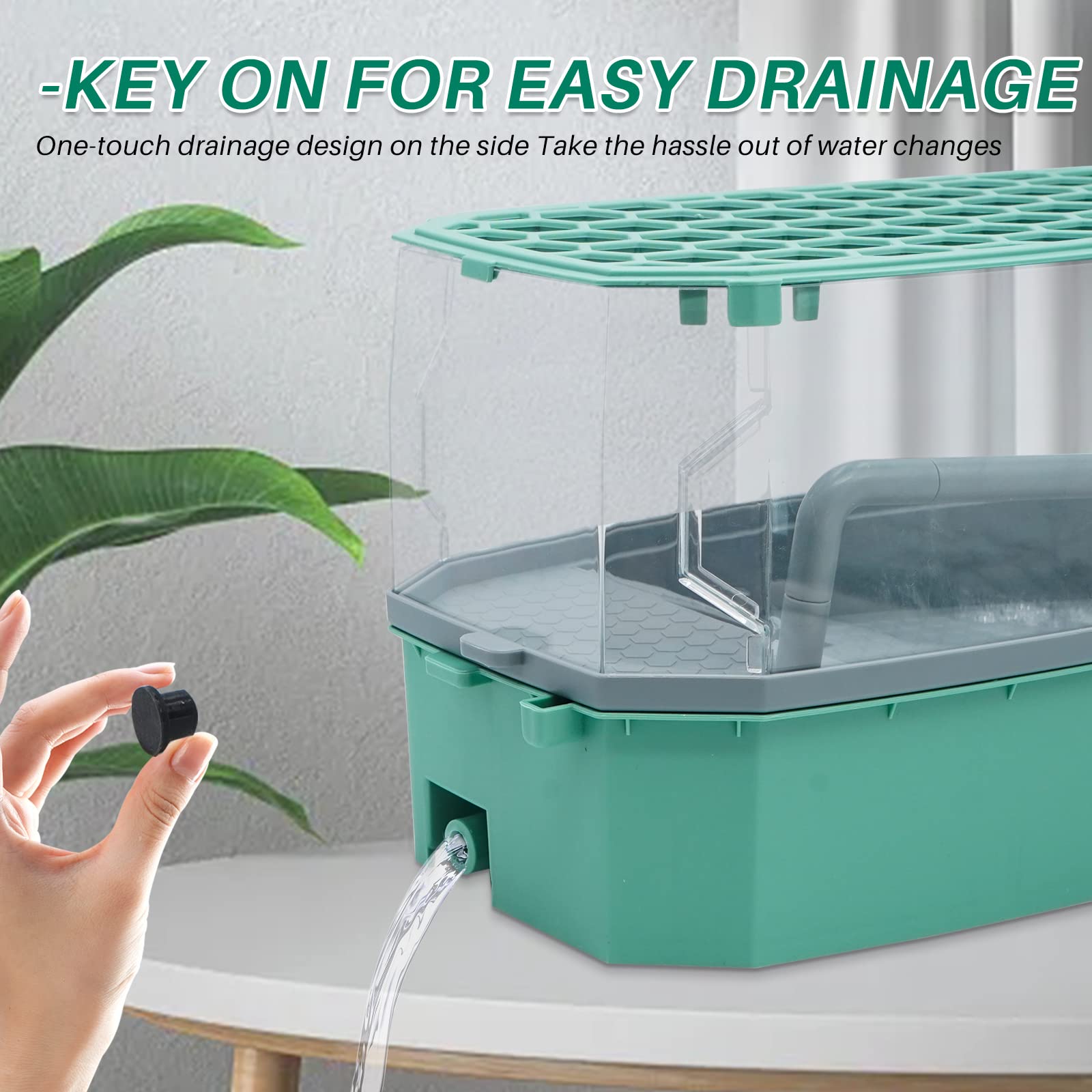 Turtle Tank Aquarium avec Pompe à Eau Habitat de Reptile Turtle Tank Terrarium Turtle Basking Platform avec Couche Filtrante du Système de Douche