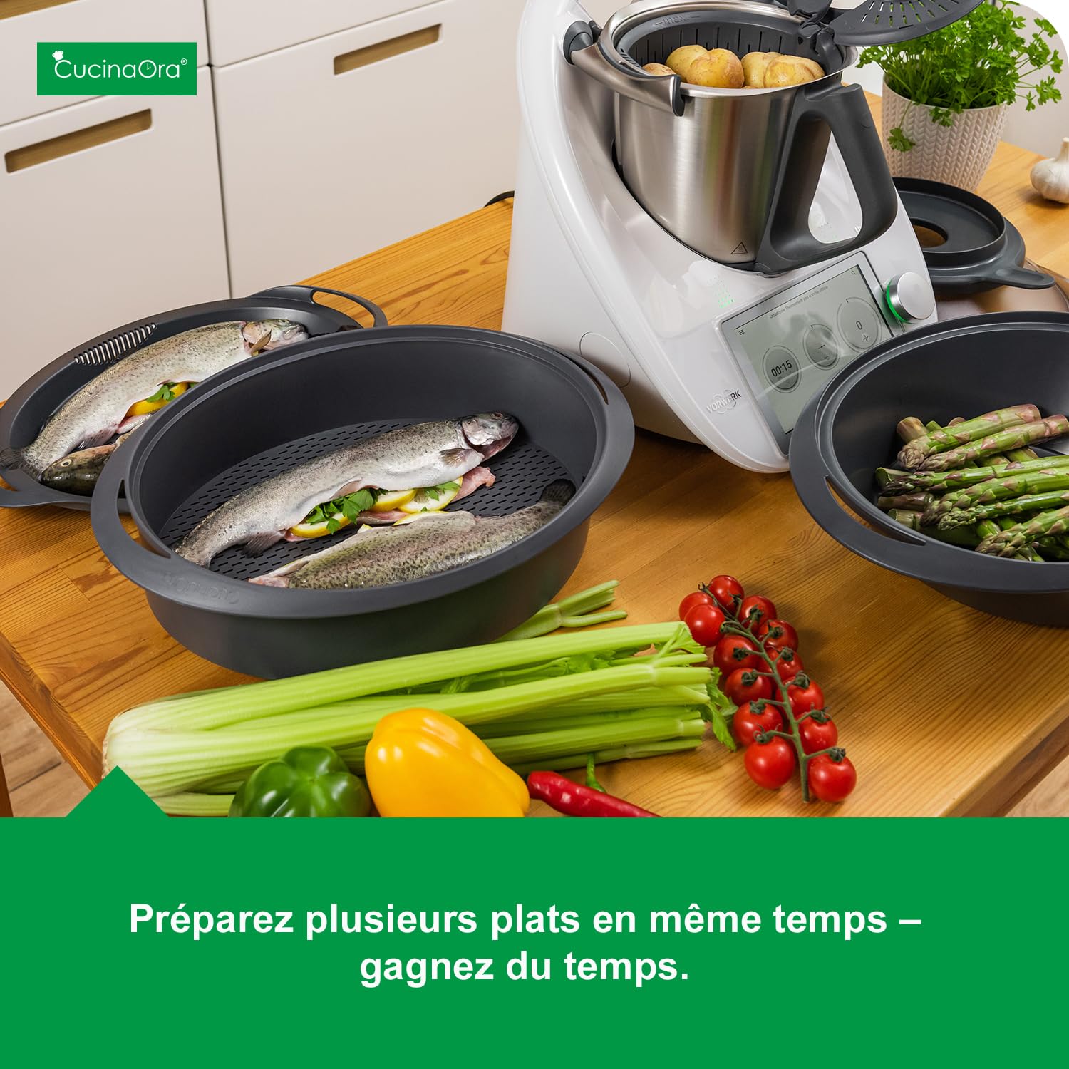 Insert Varoma pour Thermomix TM6/TM5/TM31, accessoire Thermomix sans BPA | Accessoire de cuisson à la vapeur pour augmenter la surface de cuisson, compatible avec le lave-vaisselle, fabriqué dans l’UE
