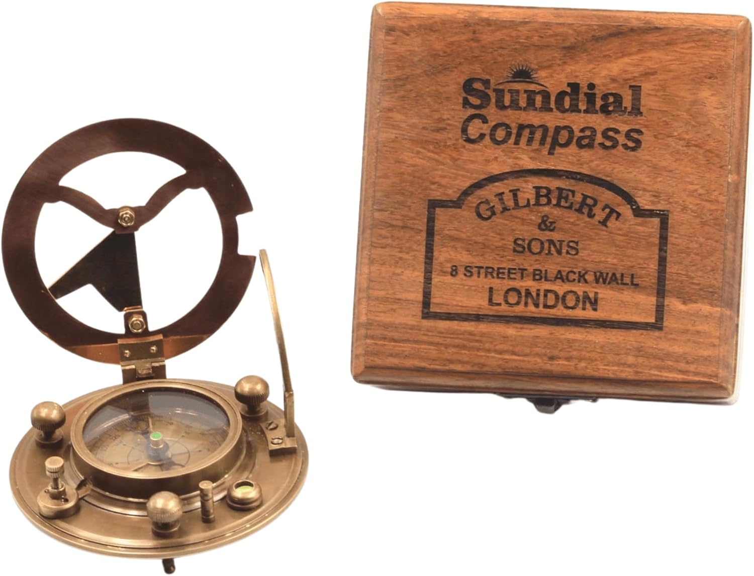 Gilbert and Sons Antique Brass Sundial Compass 4 inches
