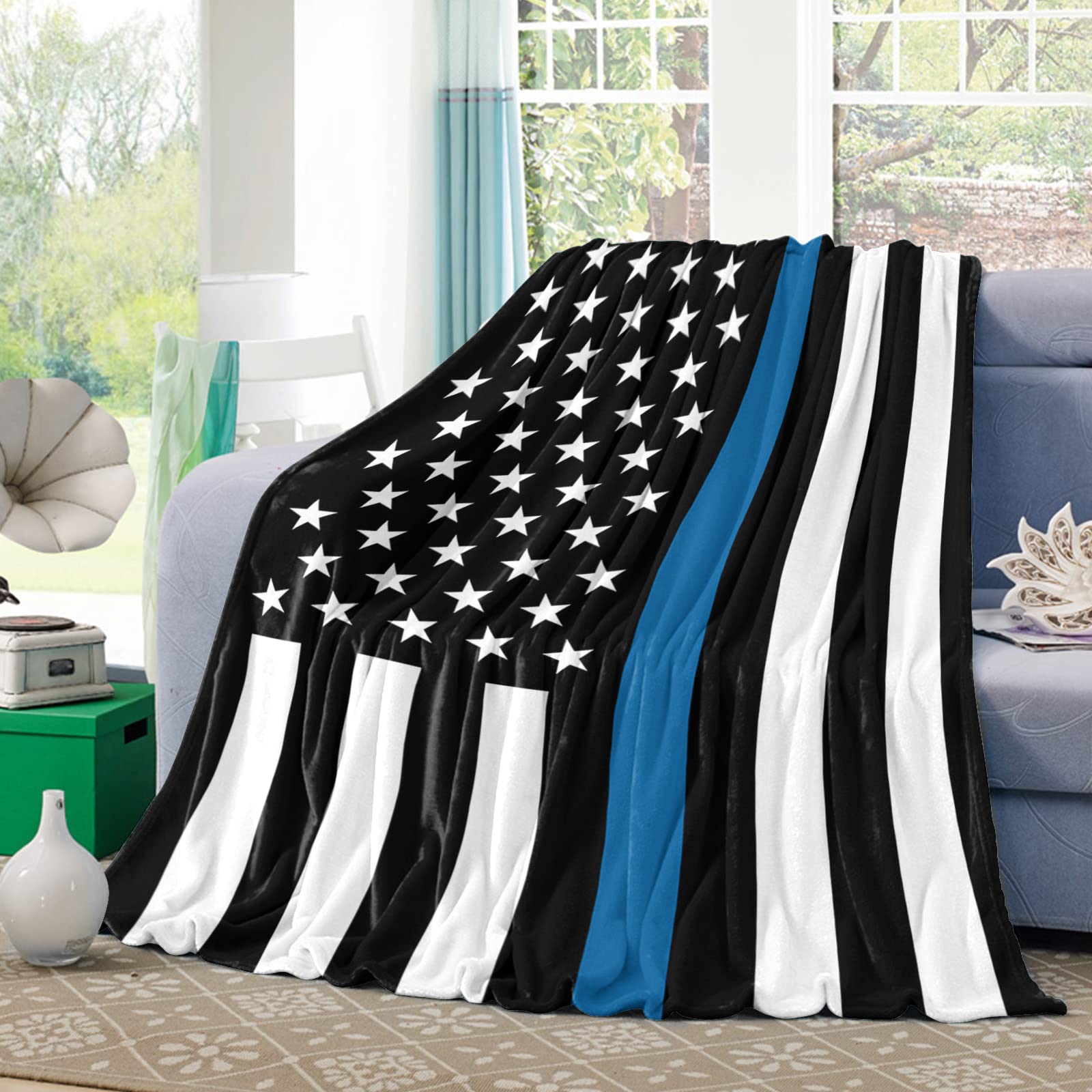 Amazon.com: Flannel Throw Blanket 50x60in,American Flag Stars Stripes Thin  Blue Line Flag Bed Blanket Soft Warm Blankets for Sofa Couch All Seasons, Lightweight Travelling Camping Throws for Kids,Police Flag : Home u0026 Kitchen