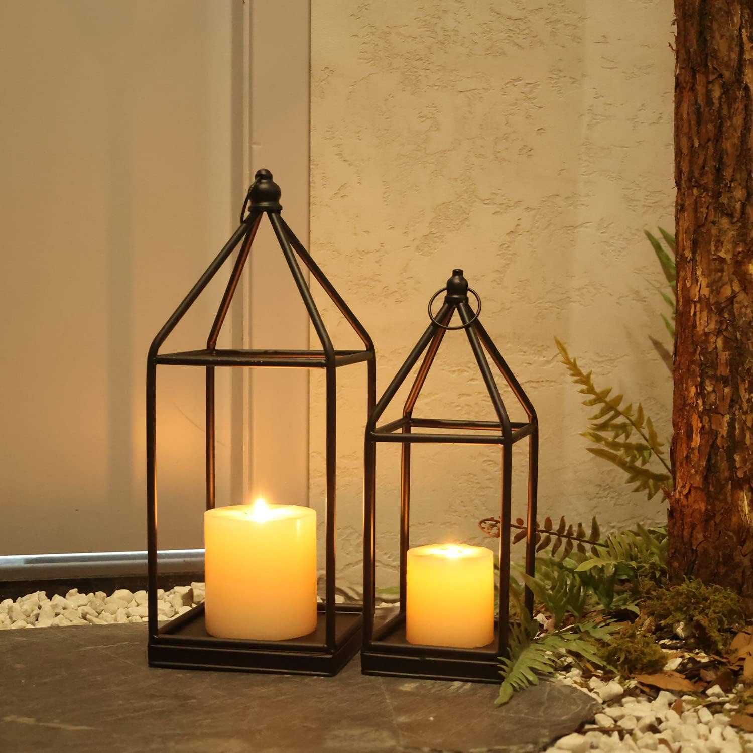 DECORKEY Farmhouse Outdoor Lantern Decor, Set of 2 (18’’&14