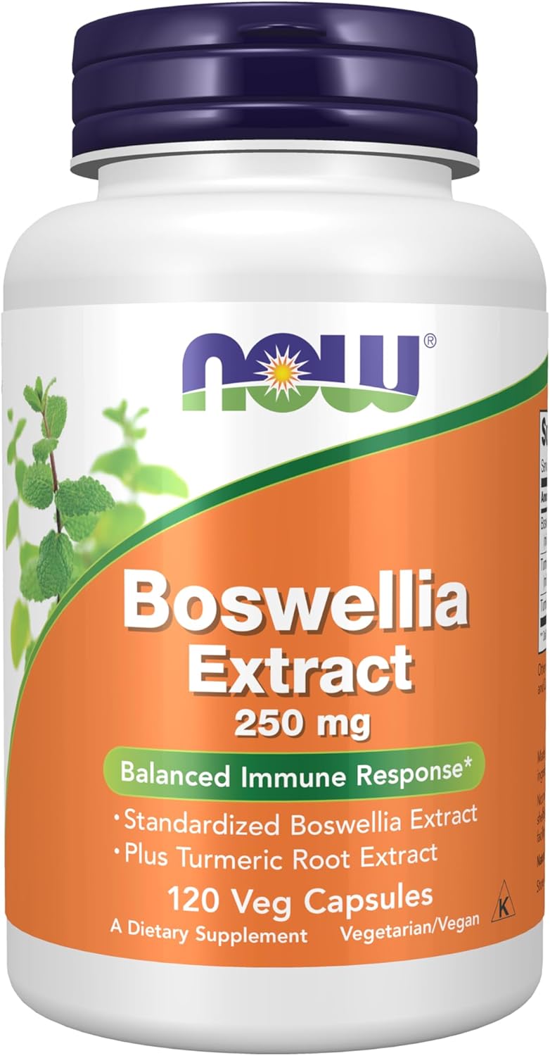 NOW Foods Supplements, Boswellia Extract 250 mg, plus Turmeric Root Extract, 120 Veg Capsules