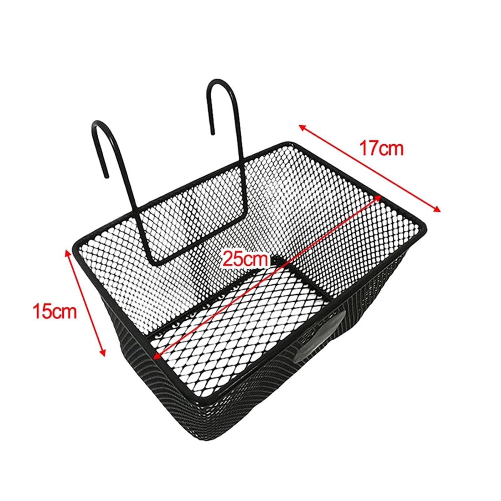 Panier à vélo en Maille métallique | Maille métallique noire 25x17x15cm déplacements, pique-nique, loisirs : guidon avant à dégagement rapide