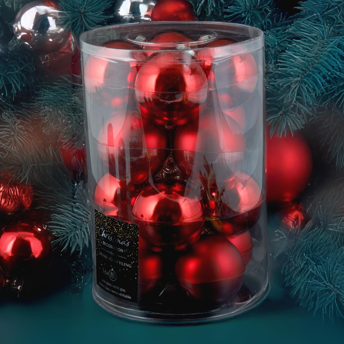 Koopman New Year 16 Parça Yılbaşı Topu Red 80 mm