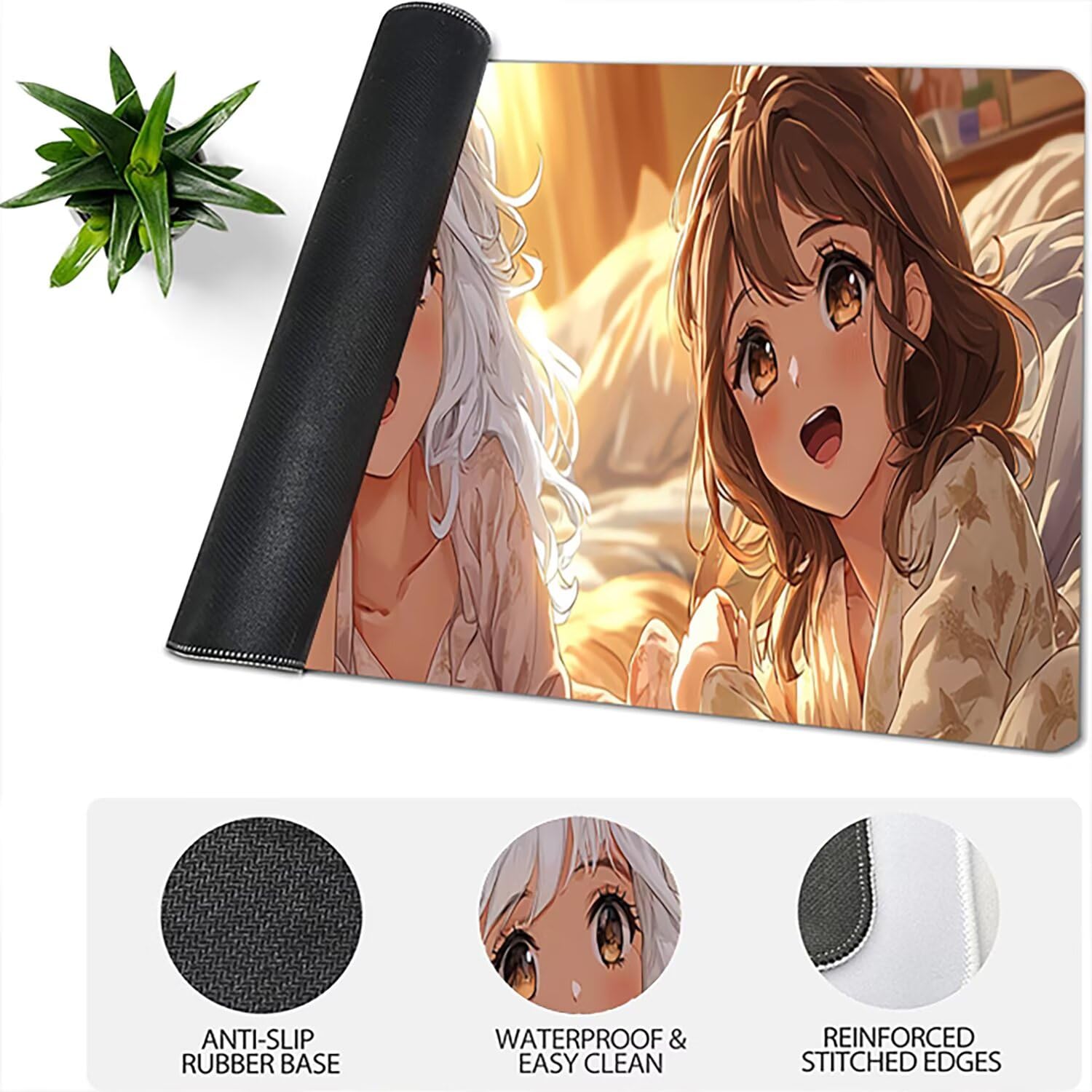 Lejnlnng Podkładka pod mysz do gier XXL, 120 x 60 cm, kreskówkowa mata na biurko, wodoodporna podkładka pod mysz XL, antypoślizgowa gumowa podkładka pod mysz z przeszytymi krawędziami, biuro, do gier