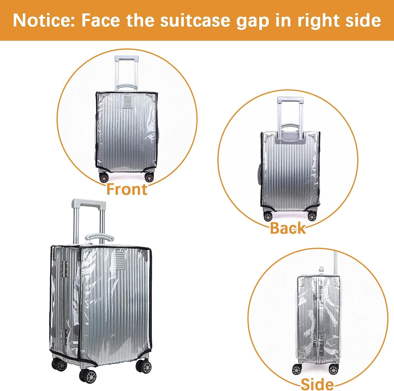 4 Pieces Clear Luggage Cover PVC Suitcase Protector Waterproof Cover for Luggage Spinner Wheels Suitcase (20 Inches, 24 Inches, 28 Inches, 30 Inches)