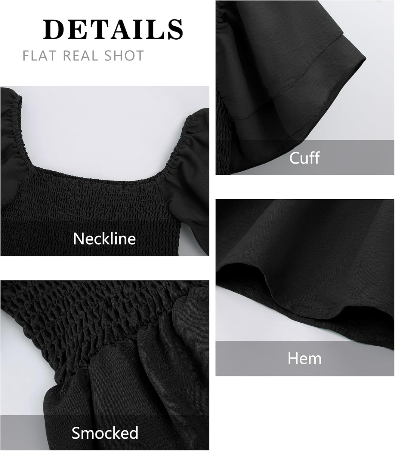 Women's Summer Peplum Tops Square Neck Ruffle Trim Short Sleeve Blouse Smocked Top Dressy Casual Shirts - Image 6