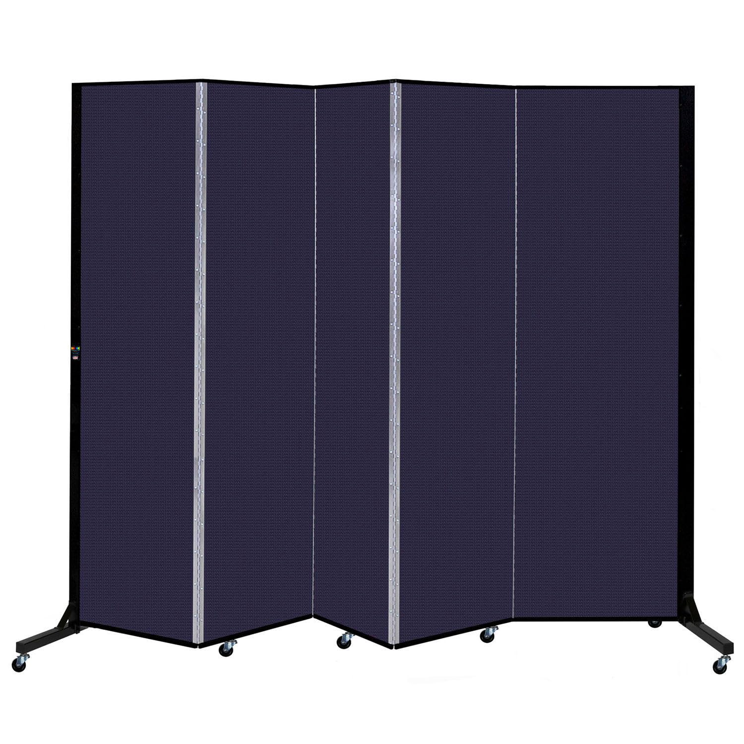 Screenflex 5 Panel Mobile Room Divider - Fabric Color: Navy