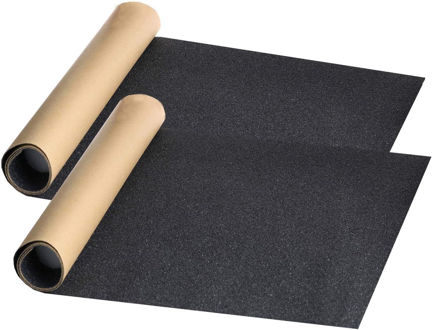 ZUEXT 2 Pack 9" x 33" Skateboard Grip Tape Sheets, Bubble Free Waterproof Black Scooter Grip Tape, Longboard Griptape, Sandpaper for Rollerboard, Stairs, Gun, Pedal, Pistol,Wheelchair, Steps (84x23cm)