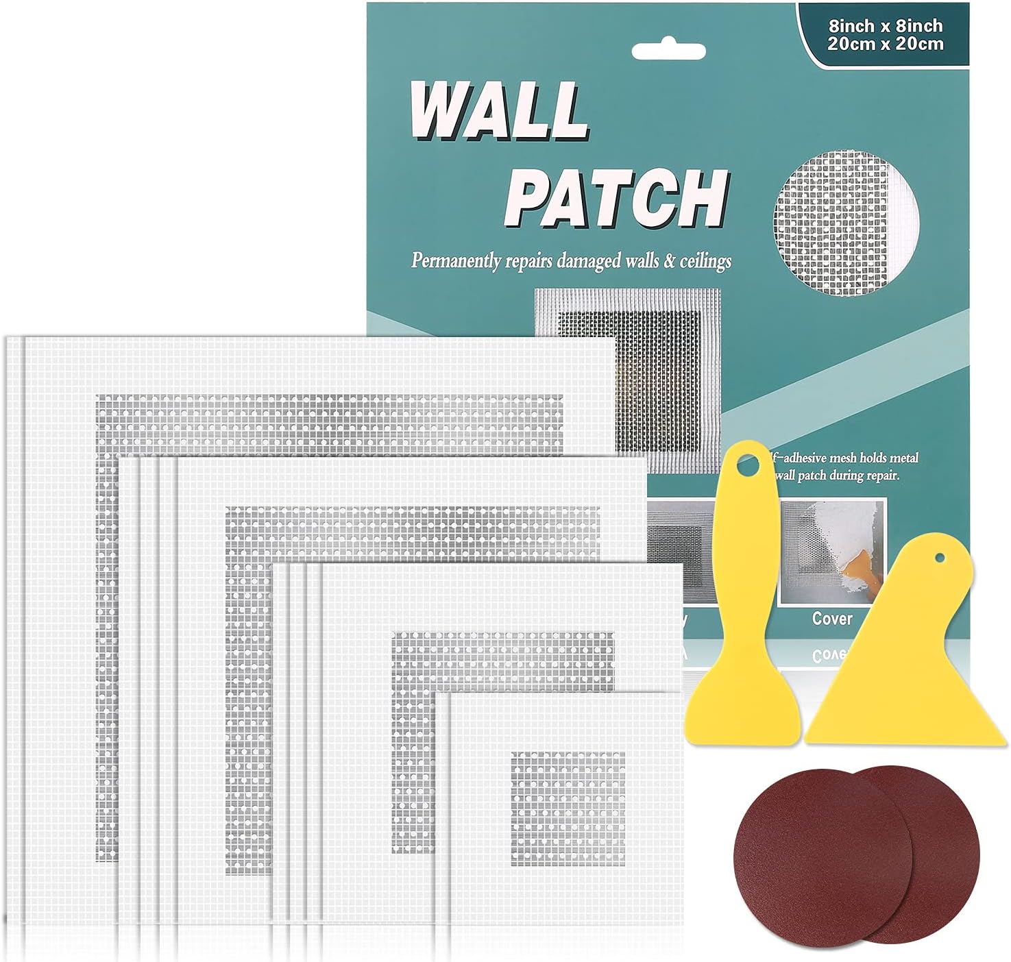 Drywall Repair Kit 12 Pieces Aluminum Wall Repair Patch Kit, 2/4/6/8