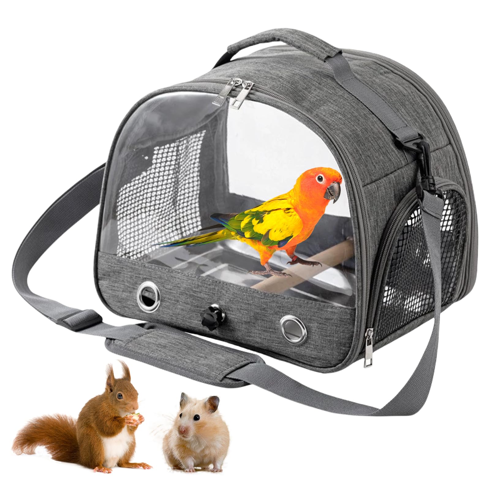 Bordeag Borsa Da Trasporto per Uccelli, Borsa Da Viaggio per Pappagallo, Gabbia Da Viaggio Portatile Zaino Uccelli Zaino Con Posatoio In Piedi Vassoio In Acciaio Inox Per Pappagallo Parrocchetto