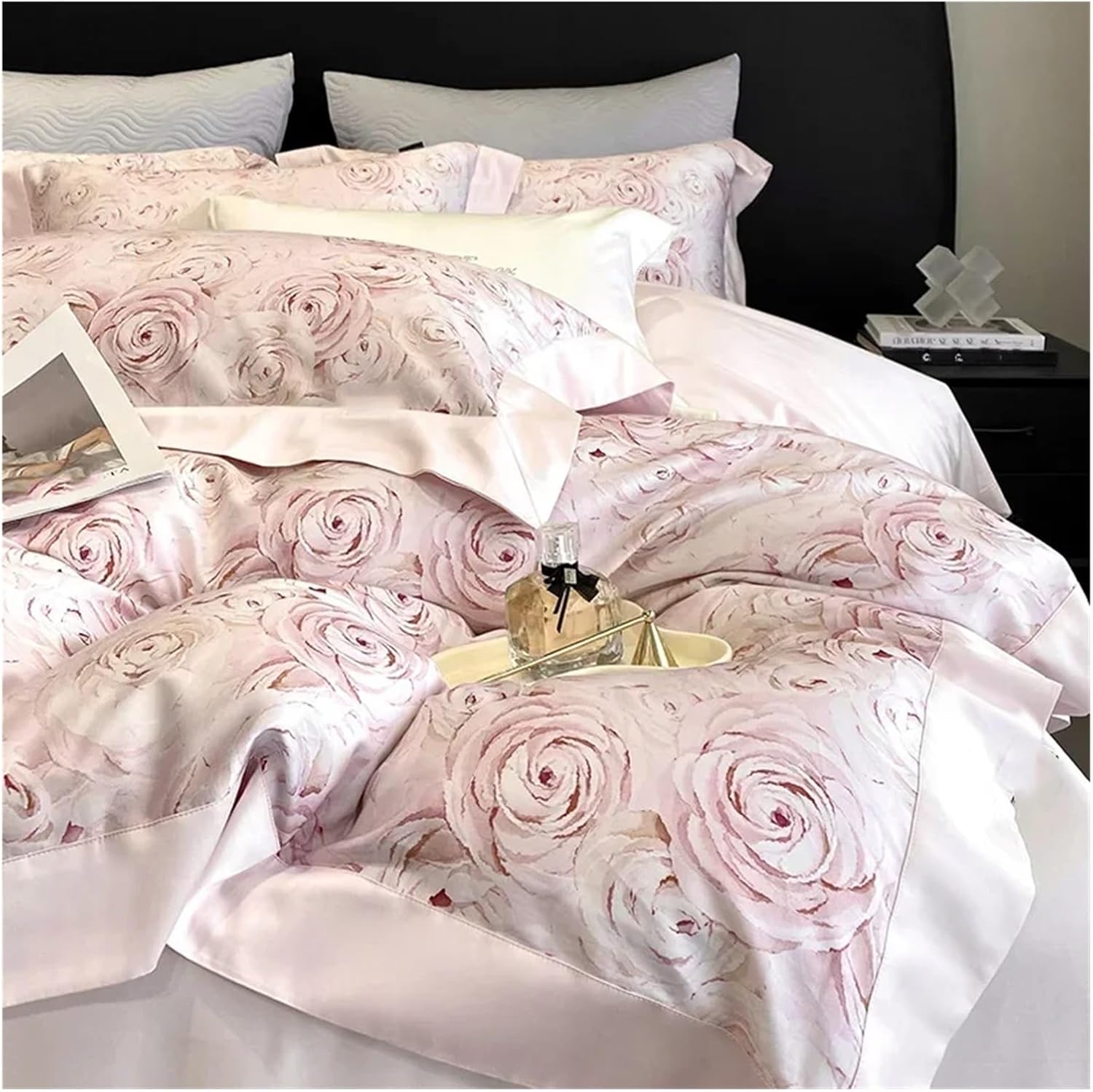 French Long Staple Cotton Four Piece Set Cotton Bed Sheet, Fitted Sheet, Quilt Cover, Bedding Set Bed Linen,Bed