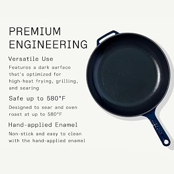 Made In Cookware - Enameled Cast Iron Skillet (Blue) - Exceptional Heat Retention & Durability - Professional Cookware - Crafted in France - Induction Compatible
