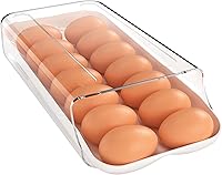 Vista 10 de theaoo - Soporte para huevos para nevera, contenedor automático enrollable para refrigerador, dispensador de huevos de plástico transparente