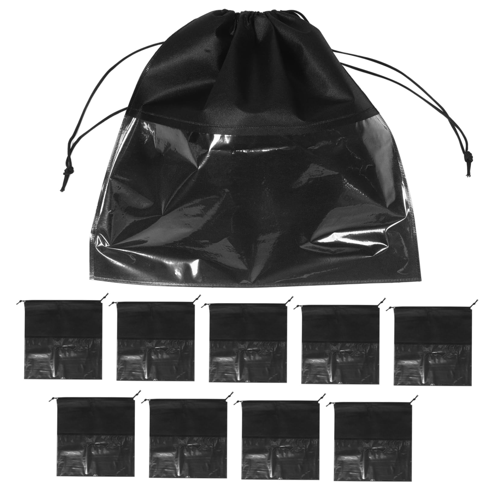 Gatuida 10 pezzi Sacchetti Portascarpe Antipolvere con Finestra Trasparente Grandi Sacchetti per Scarpe Custodie Dustproof con Chiusura Cordoncino Adatti per