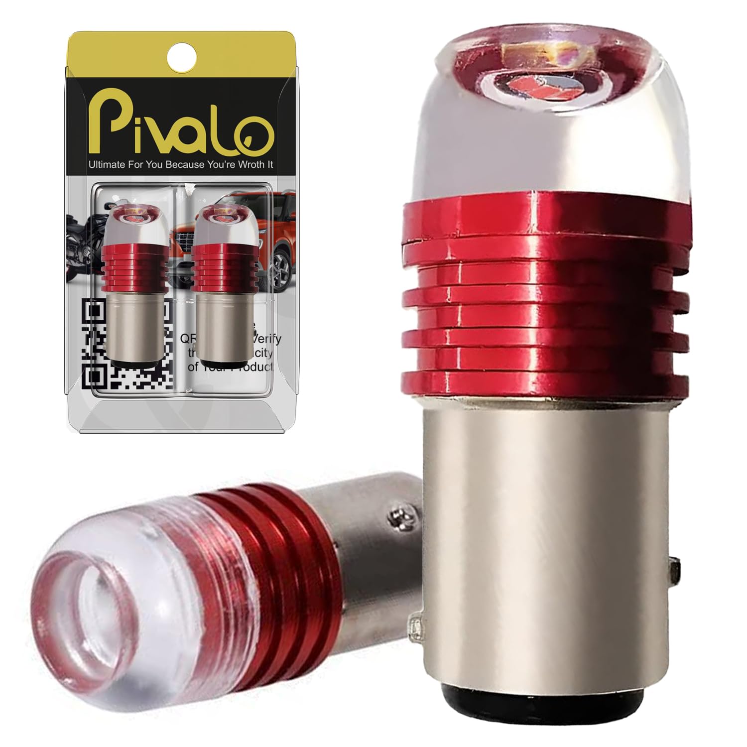 Pivalo EXNPE14 T10 LED Light Single Flash Reversing Tail Parking Dome Lighting Universal For All Bikes Motorcycle (Pack of 2, Red)