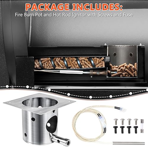 Vista 34 de QuliMetal Kit de encendido de olla y barra caliente, piezas de repuesto para parrillas de pellets Traeger y Pit Boss, olla de fuego resistente y Hot