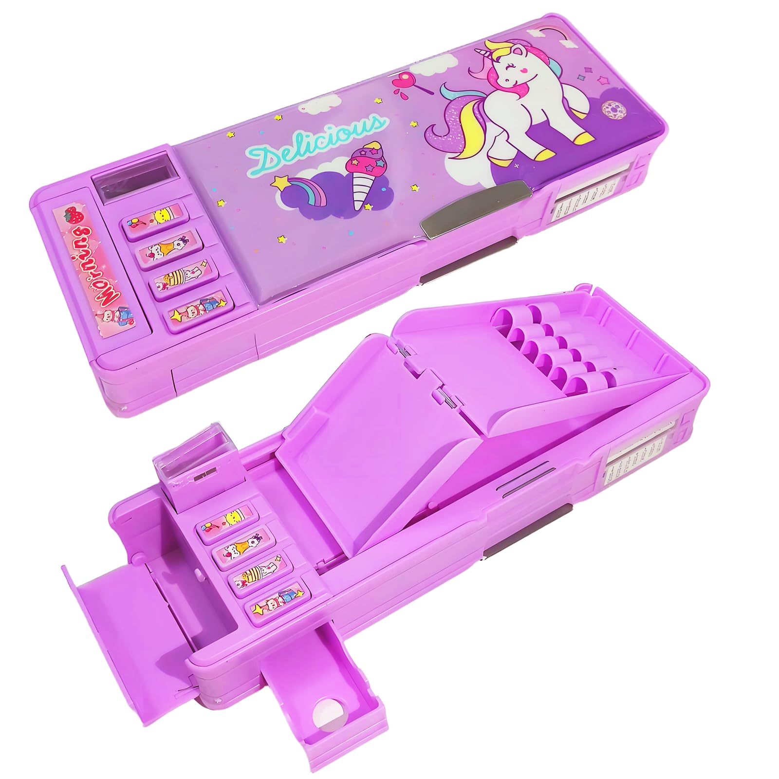 LilyBeauty Pop Up Multi-Functional Case for Girls and Boys, Cute Cartoon Pen Box Organizer Stationery, Pencil Sharpener, Scheduler, Whiteboard, School Supplies for Kids — image 1