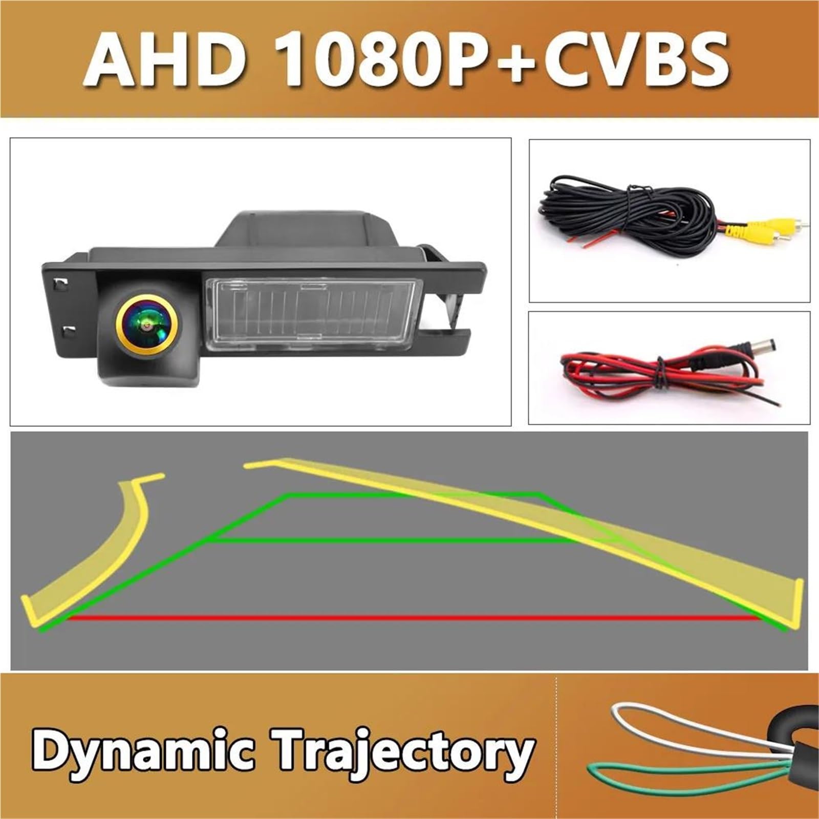 Cámara Trasera Coche Cámara Vista Trasera AHD 1080P para Opel para Astra para Corsa para Meriva para Zafira CCD Trayectoria Dinámica Inversa(Dynamic Trajectory)