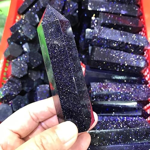 for 2PC Natural Gemstone Blue and Red Sandstone Point Golden Sand Quartz Crystal Stone Wands House Decorative Accessories Modern Piedras decorativas
