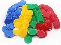 HAKITAROOM 100 Opaque Plastic Poker Chips Learning Counters 1 Inch Tokens Storage Box Red Yellow Royal Blue Green
