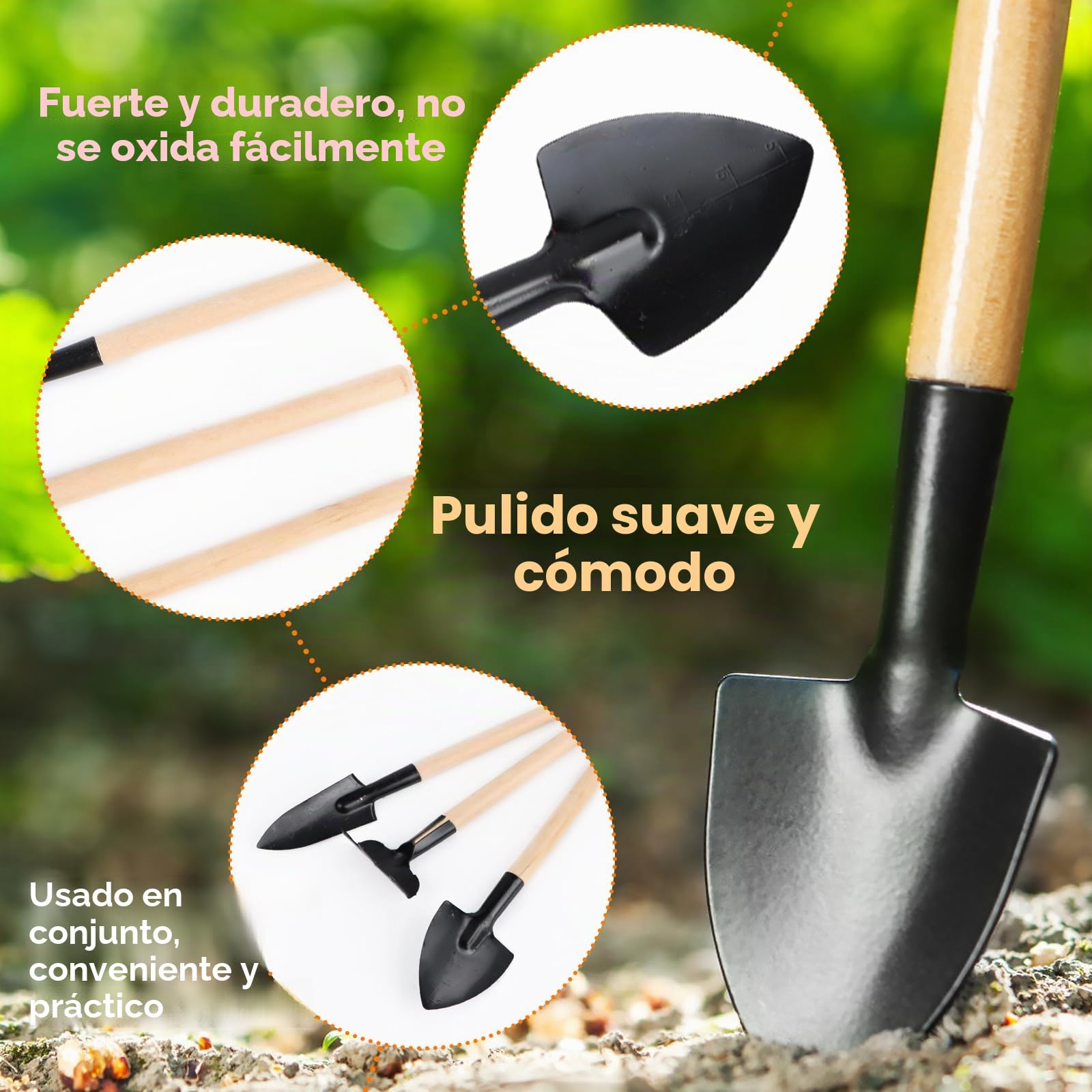 Juego de herramientas de jardín, 6 piezas de pala de jardín, pequeño juego de herramientas de jardín, mini pala para utensilios de jardín como flores, plantas, trasplantar y aflojar la tierra