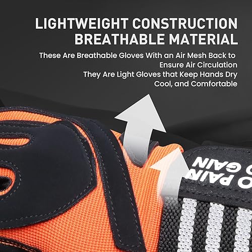 Miniatura 4 de FINGER TEN Guantes de entrenamiento de levantamiento de pesas, medio dedo completo con soporte para correa de muñeca, agarre acolchado para