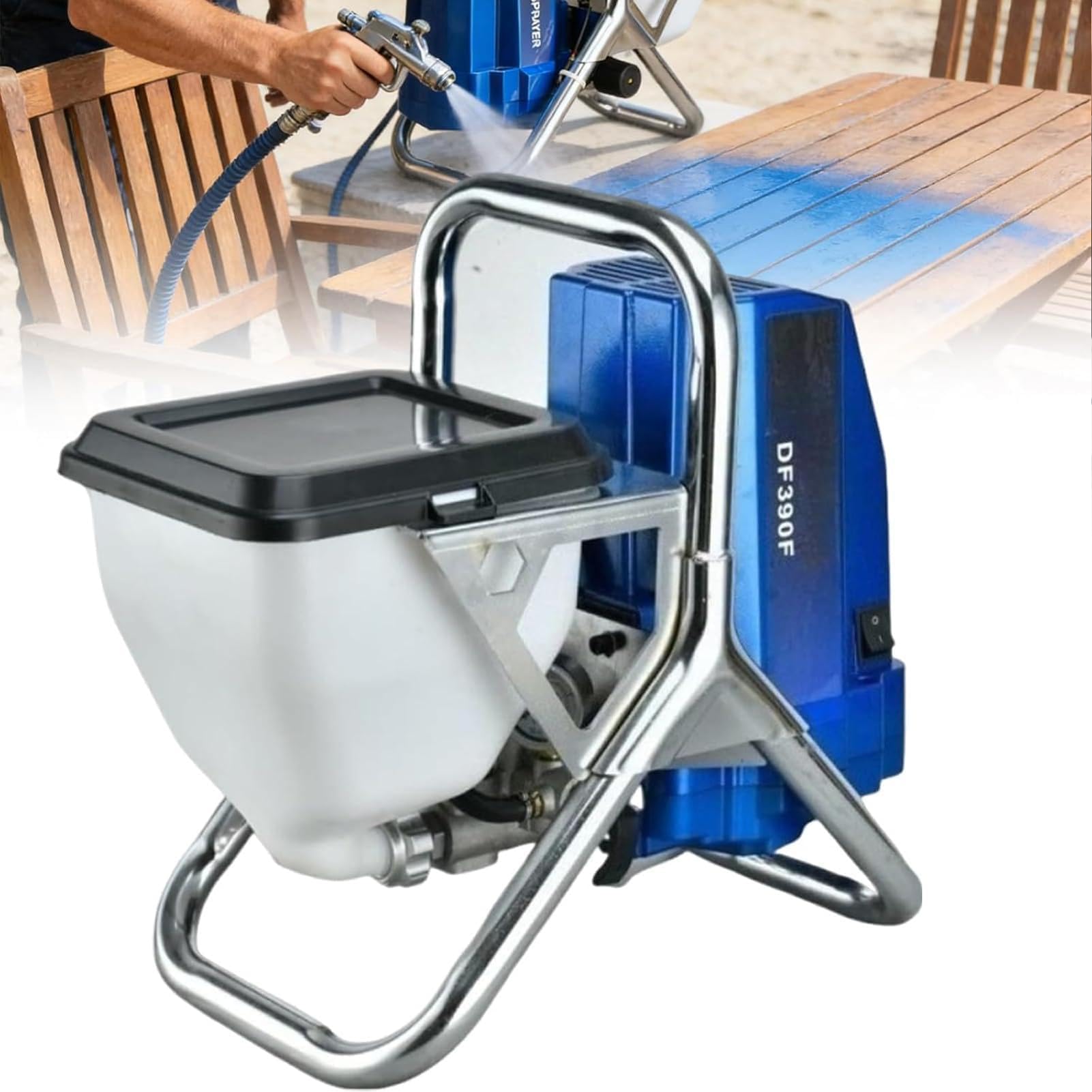 Gykozy High-Pressure Airless Paint Sprayer, Electric Spray Gun With 16.4Ft Long Hose & 6L Container, 2L/Min Flow Rate, Heavy Duty Paint Machine