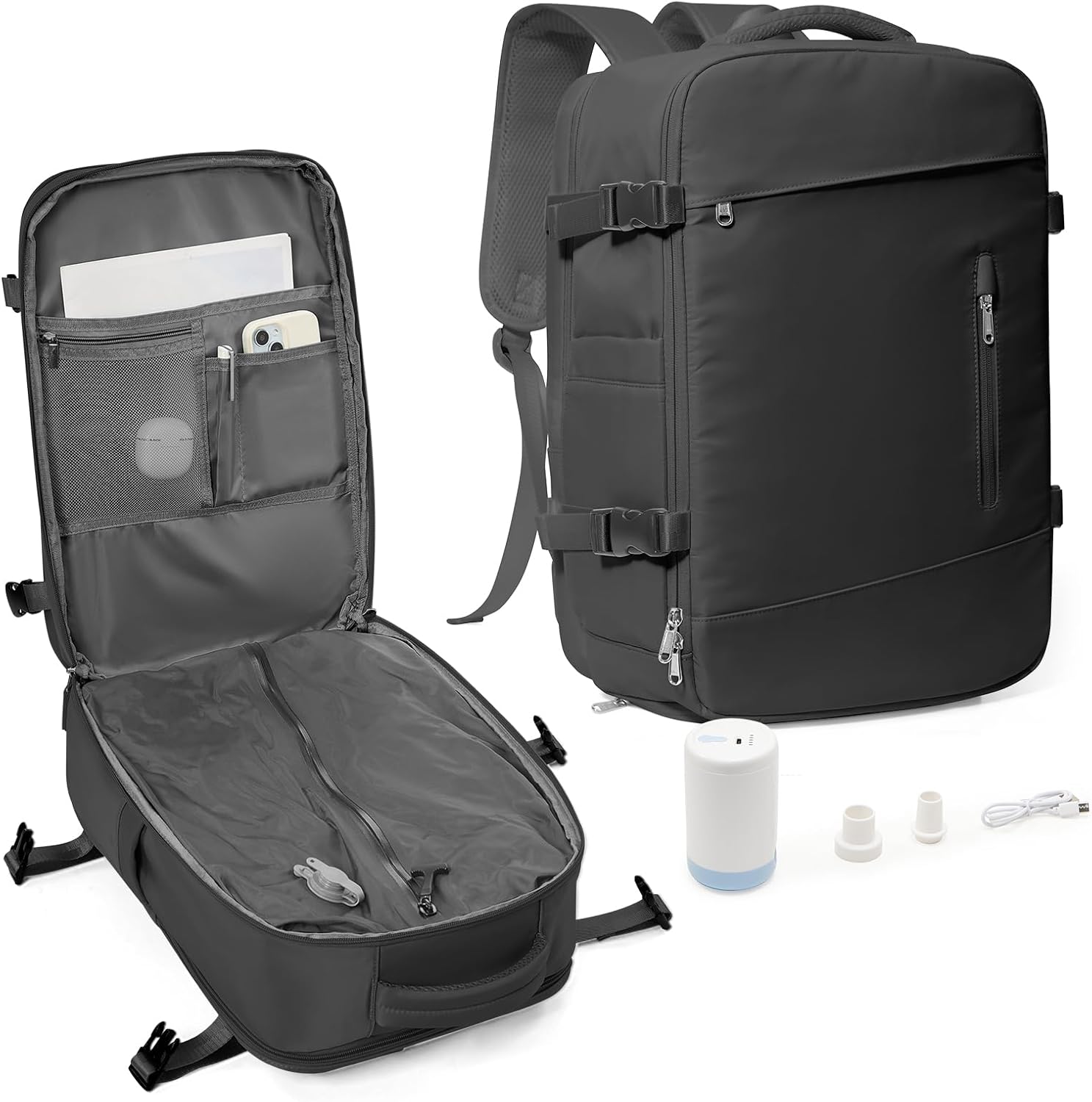 suradar Sac a Dos Voyage Cabine Avion Sous Vide avec Pompe, Bagage Cabine 45x36x20 Easyjet Avion Sac a Dos Compression Sous Vide Airbag Travel Sacs Ordinateur Portable 15.6 Pouces Noir suradar Sac a Dos Voyage Cabine Avion Sous Vide avec Pompe, Bagage Cabine 45x36x20 Easyjet Avion Sac a Dos Compression Sous Vide Airbag Travel Sacs Ordinateur Portable 15.6 Pouces Noir