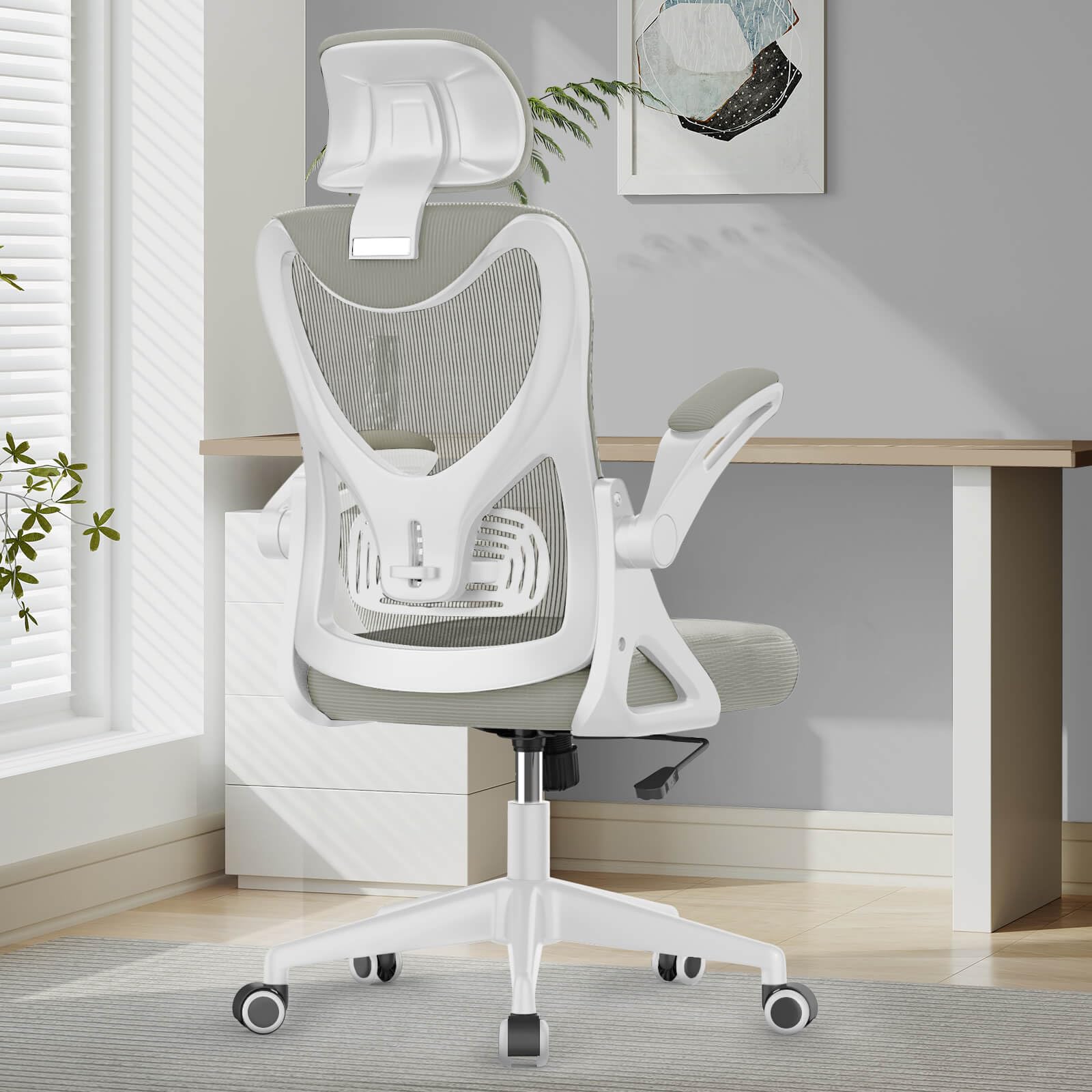 YONISEE Office Chair - Ergonomic Desk Chair with Lumbar Support Headrest Adjustable, Padded Flip-up Armrests Comfy Seat Cushion High Back Executive Manager Chair For Home Office — image 1
