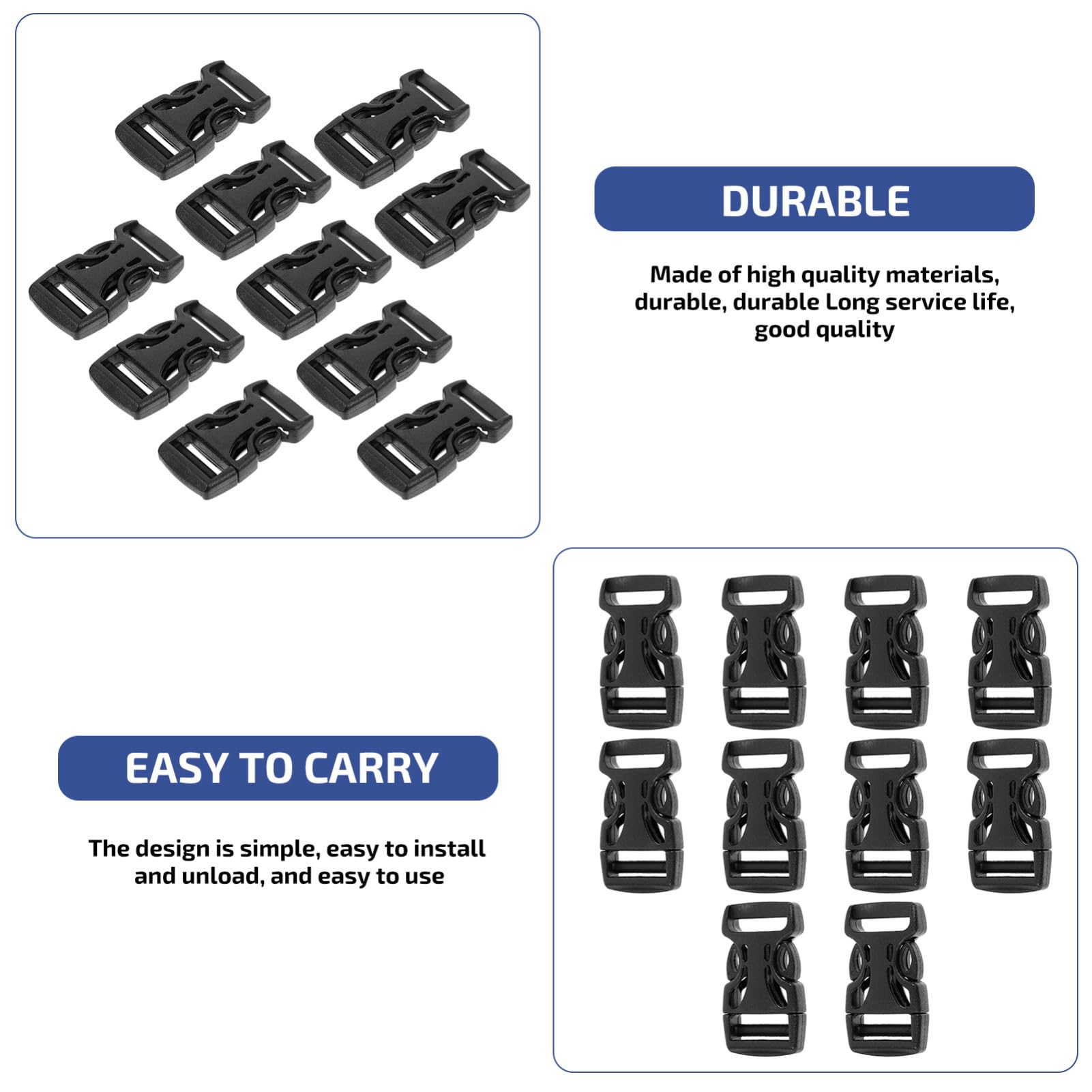 Gogogmee 100Stücke Premium Schnallen für Gepäck und Rucksäcke Schnelle Seitenverriegelung Pom Material Passend für Breites Gurtband für DIY Projekte und Reparaturen