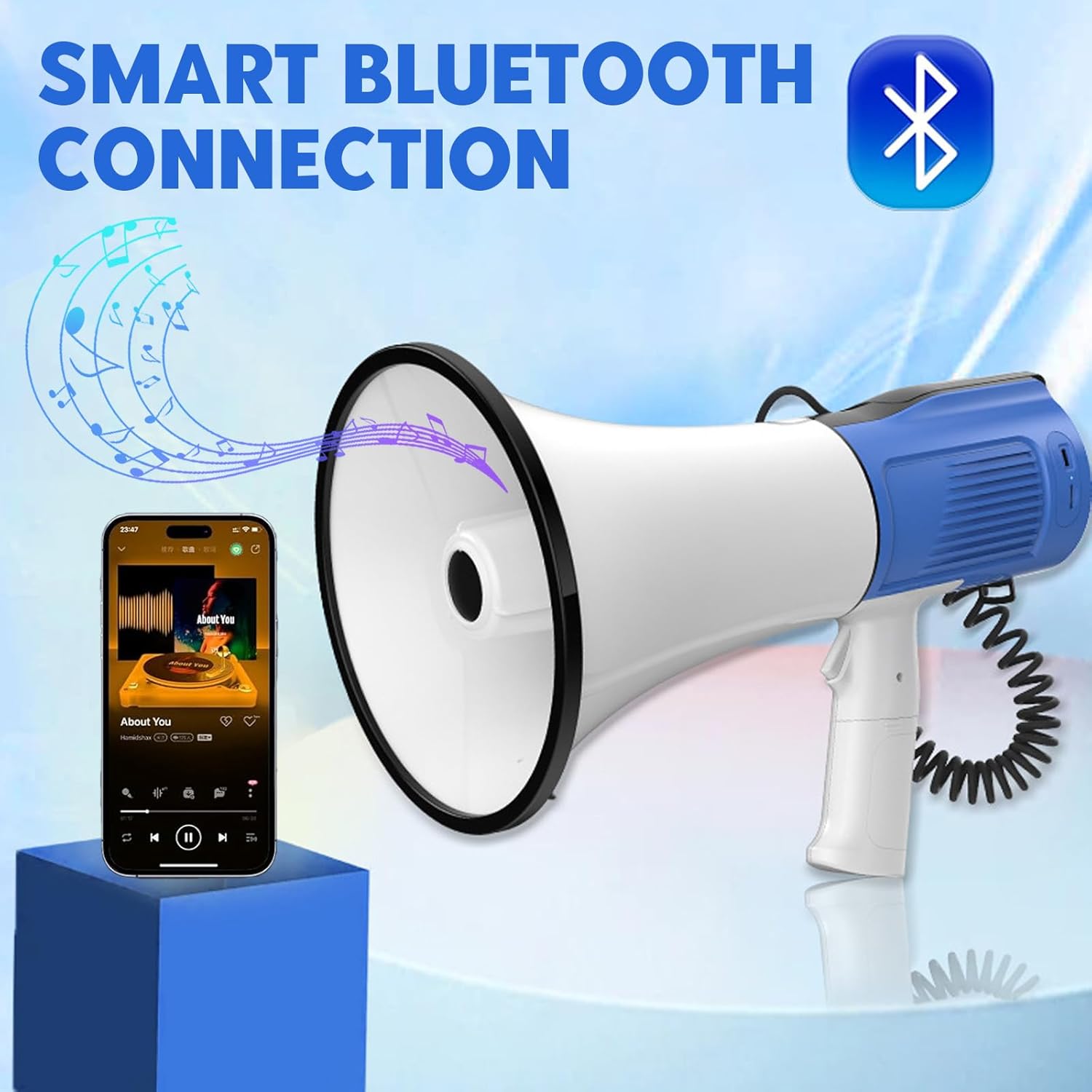 Megafon töltési és csatlakozási portok