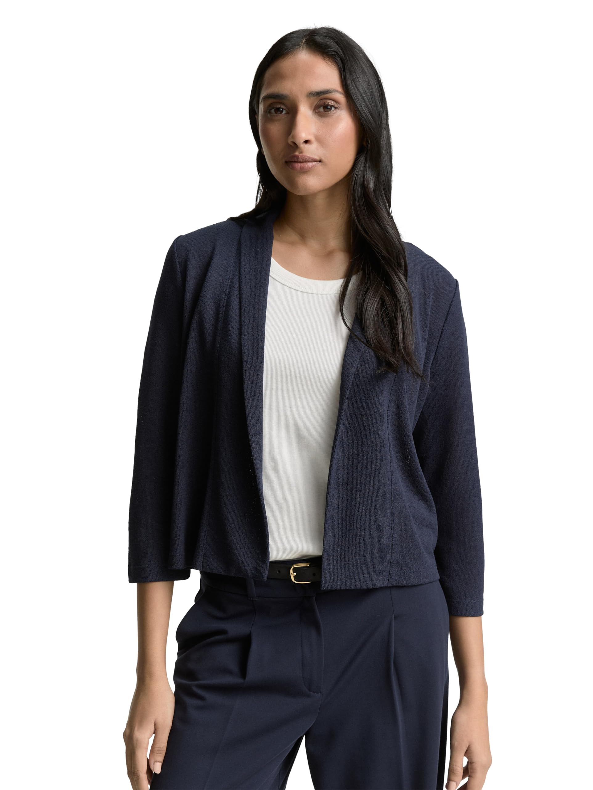 TOM TAILOR Women's Shawl Collar Cardigan, 10668 - Sky Captain Blue, XL