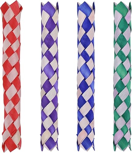 Miniatura 4 de Prasacco 24 trampas chinas clásicas de bambú para dedos, regalos de fiesta de cumpleaños, bolsas de regalos (4 colores al azar)