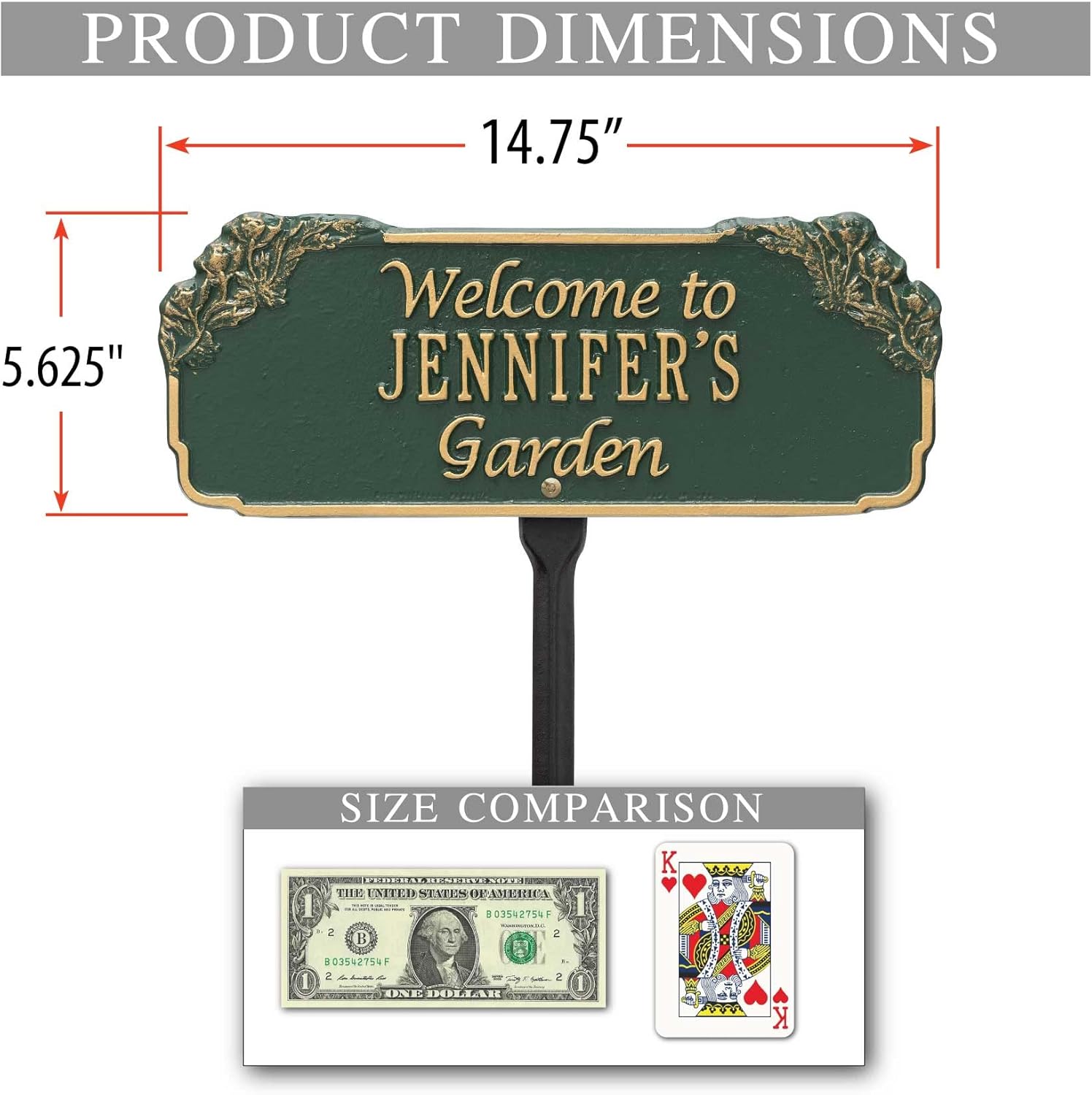 Whitehall™ Personalized Cast Metal Yard Plaque - The Garden Welcome Lawn sign Custom yard sign. Made in the USA.