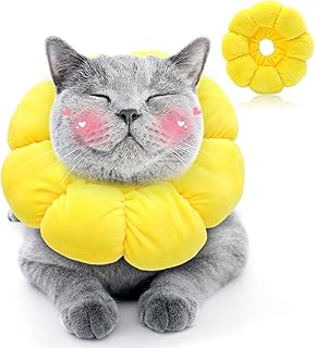 HYLYUN Cat Recovery Collar - Cute Sun Flower Neck Cat Cones After Surgery, Adjustable Cat E Collar, Surgery Recovery Elizabethan Collars for Kitten and Cats