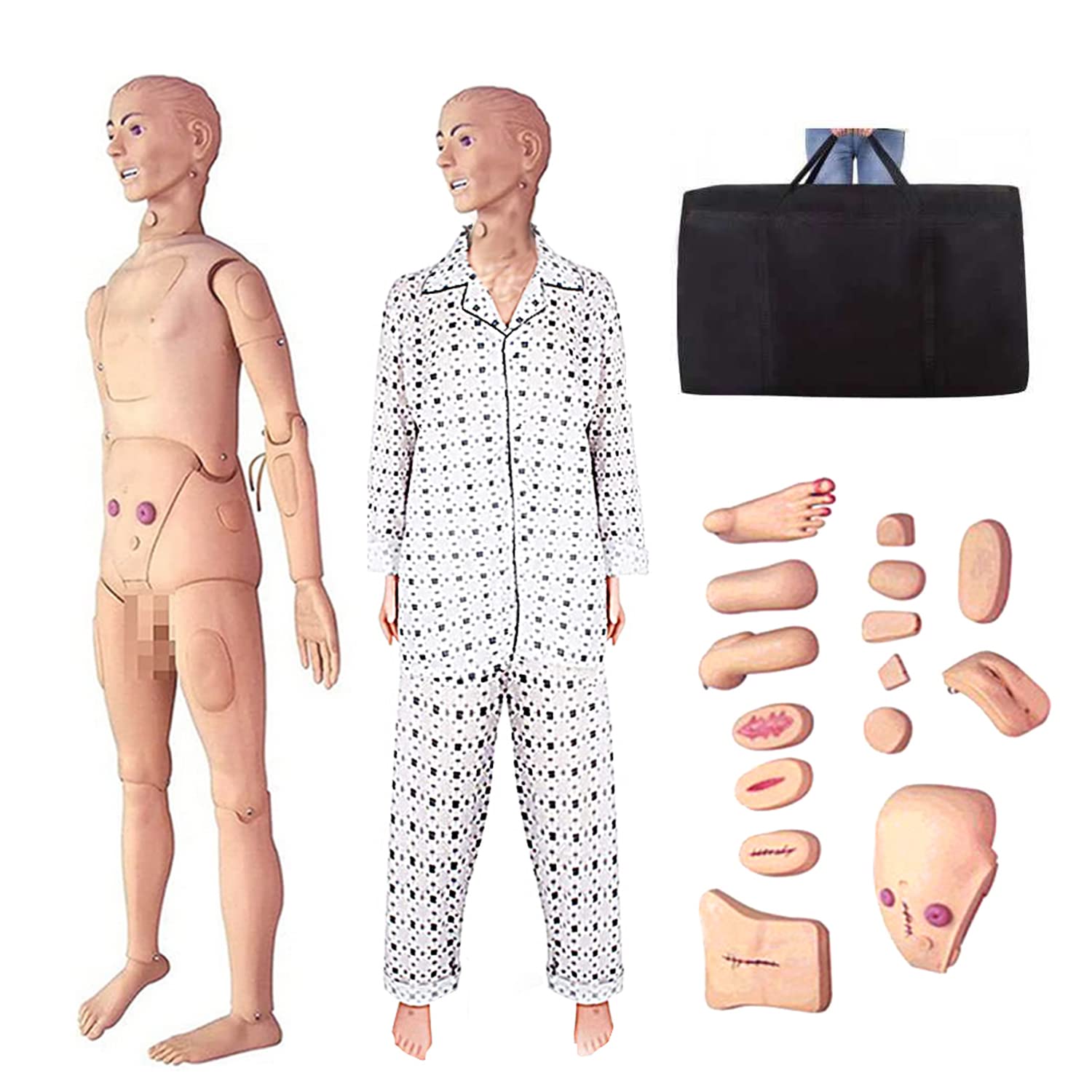 OYJFAX Multi-Functional Patient Care Simulator Male And Female Nursing Manikin Human Anatomical Model for Nursing Medical Training