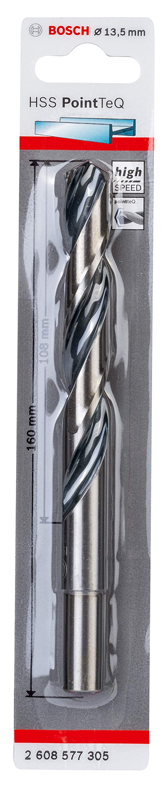Bosch Bosch Professional PointTeQ HSS Twist Drill Bit (for Metal, Reduced Shank, 13.5 x 108 x 160 mm, Accessories for Drill Driver)